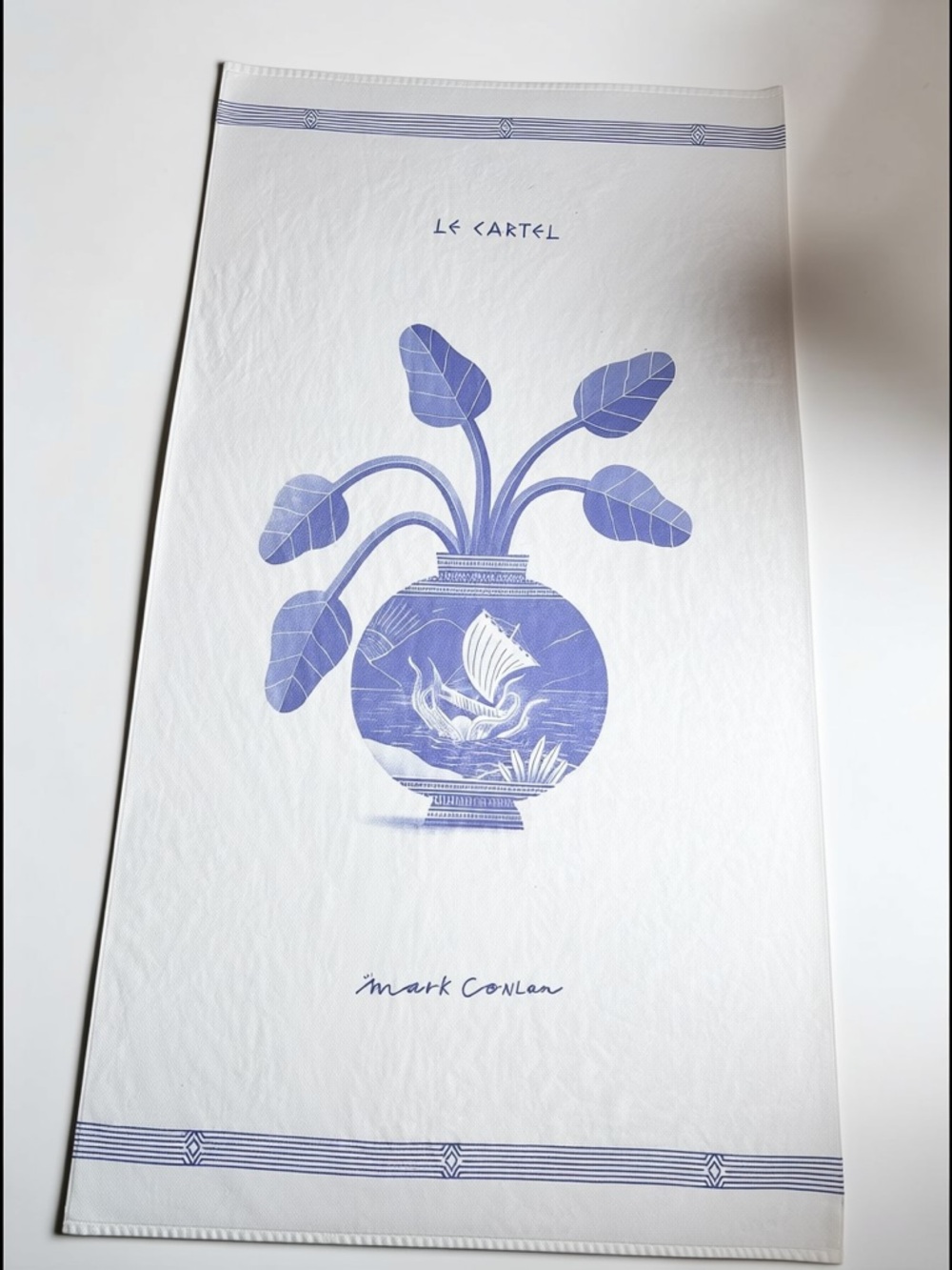 French Linen Wall Art Mark Conlan Le Cartel Textile Blue Decor